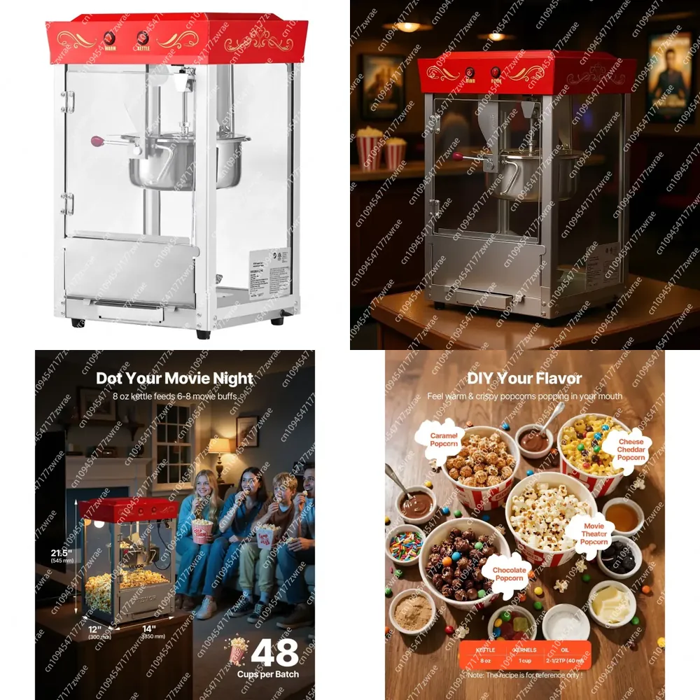 Commercial Popcorn Maker 8Oz - Commerciële 8 Oz roestvrijstalen popcornmachine 800W