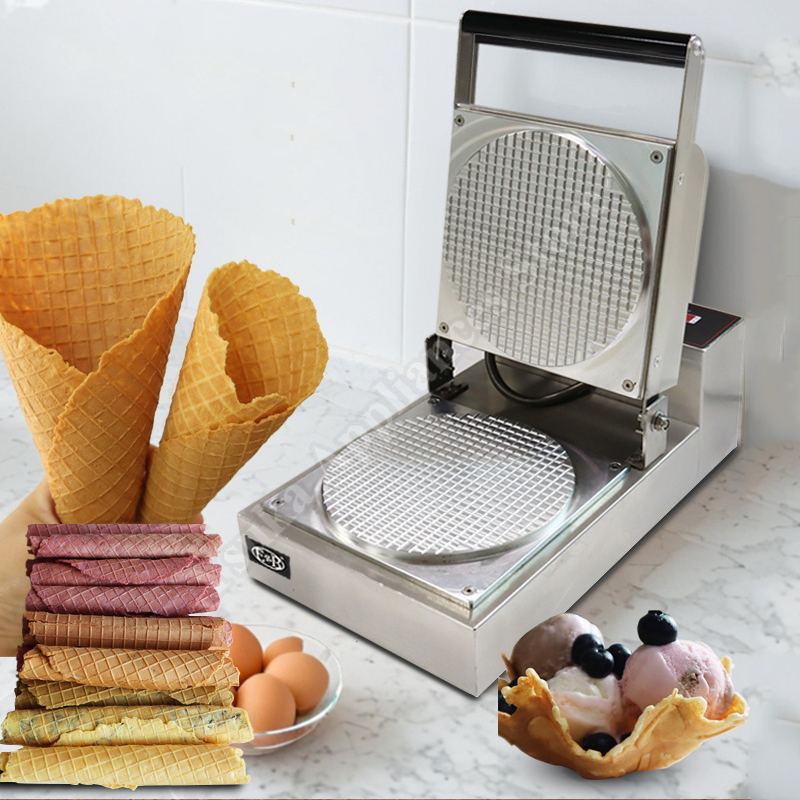 Commercial Waffle Cone Maker Ice Cream - Elektrische kleine machine voor knapperige rollen,
