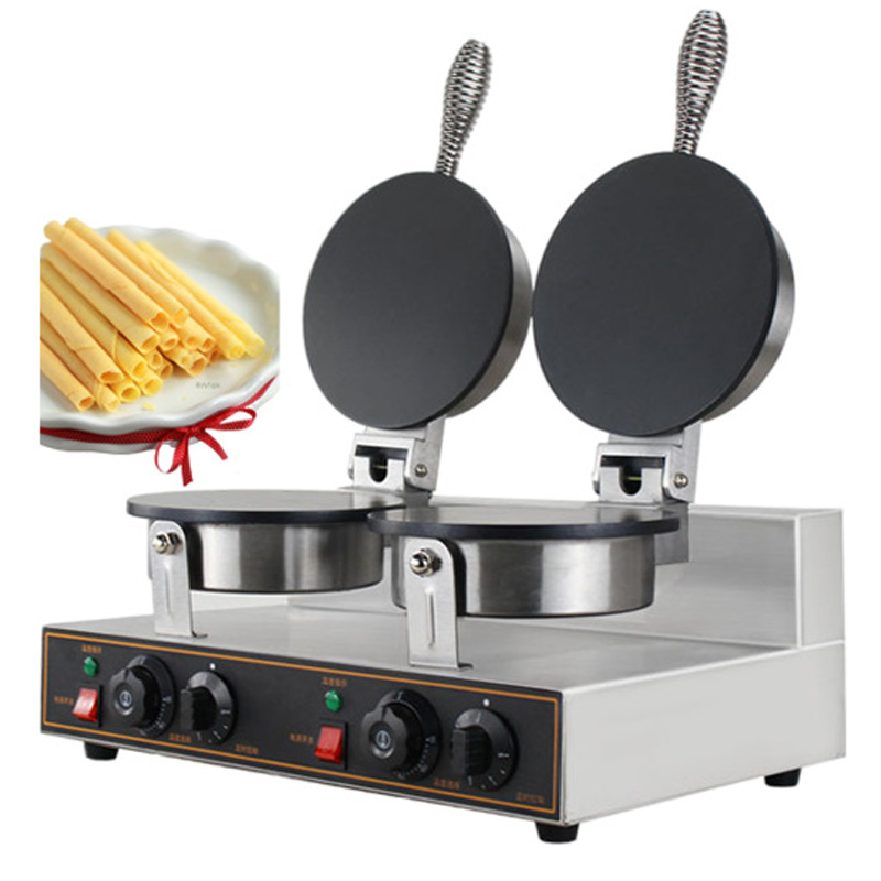 Commercial Waffle Cone Maker Ice Cream - Commerciële dubbelkop-eggrollenmaker, elektrische wafelmaker, wafelmaker voor