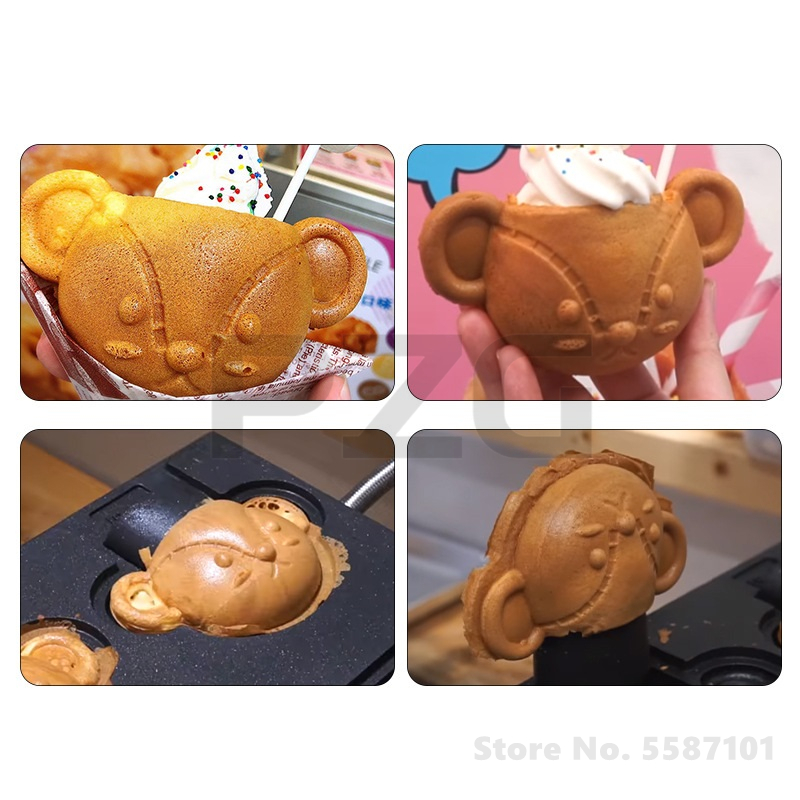 2 stuks Teddybeer-vormige mini - Commercial Waffle Cone Maker Ice Cream recensie en prijs